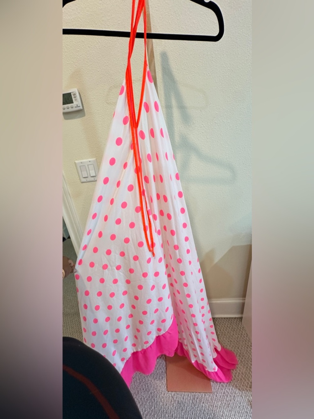 Pink and White Polka Dot Sheer Dress/ Swimsuit Cover Up One Size